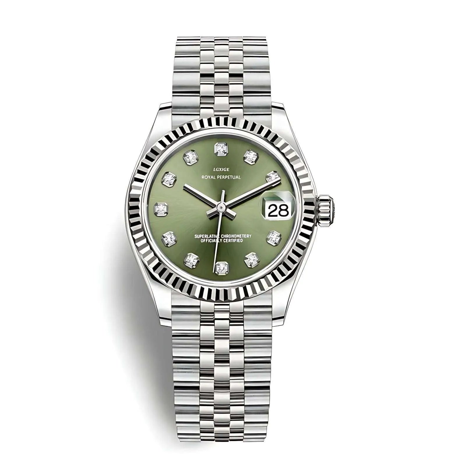 LGXIGE 31mm Ladies Quartz Dress Watch – Fluted Bezel, Jewel Markers-LGXIGE-Viva Timepiece