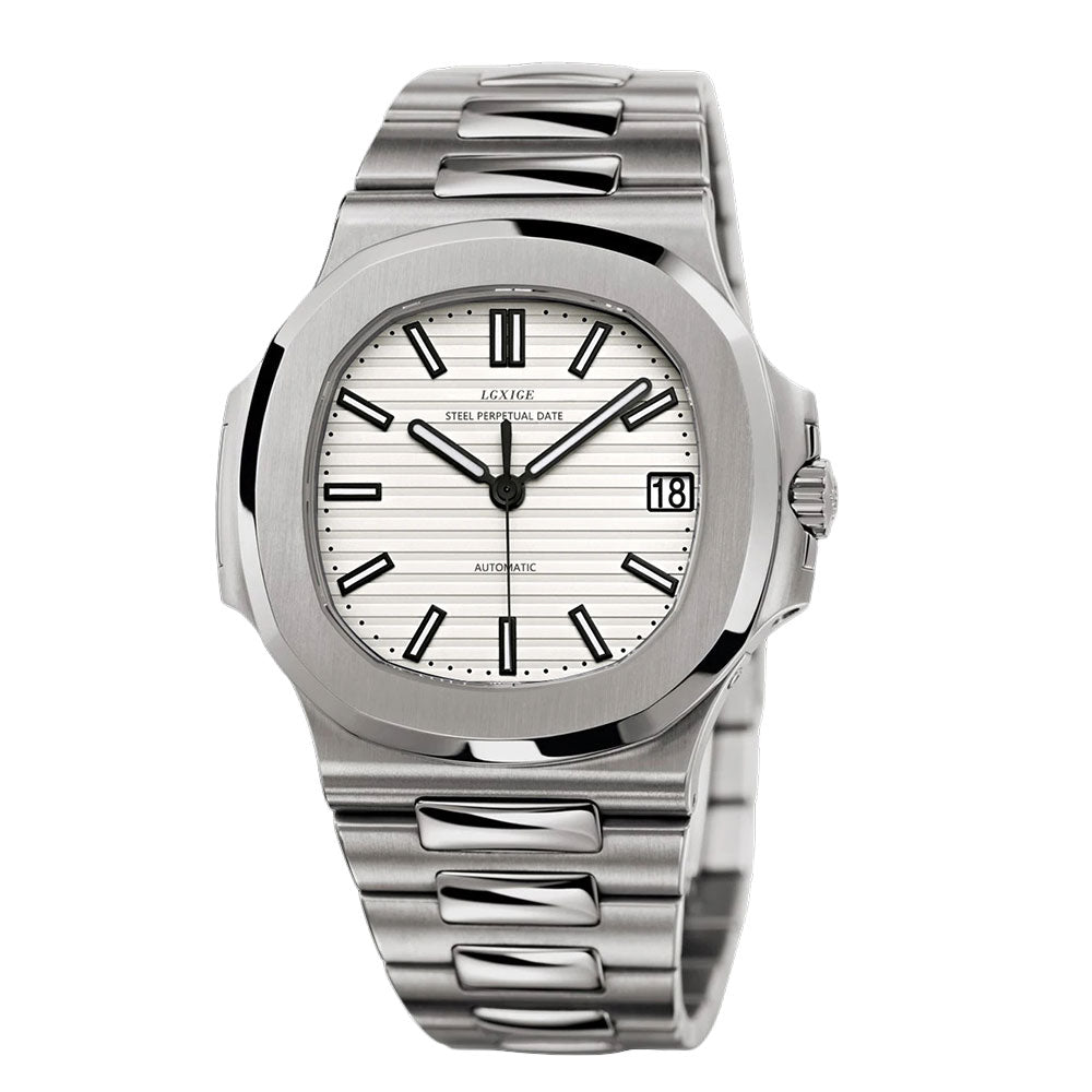 LGXIGE 40mm Automatic Classic Integrated Bracelet Watch – Sapphire Crystal, 316L Steel