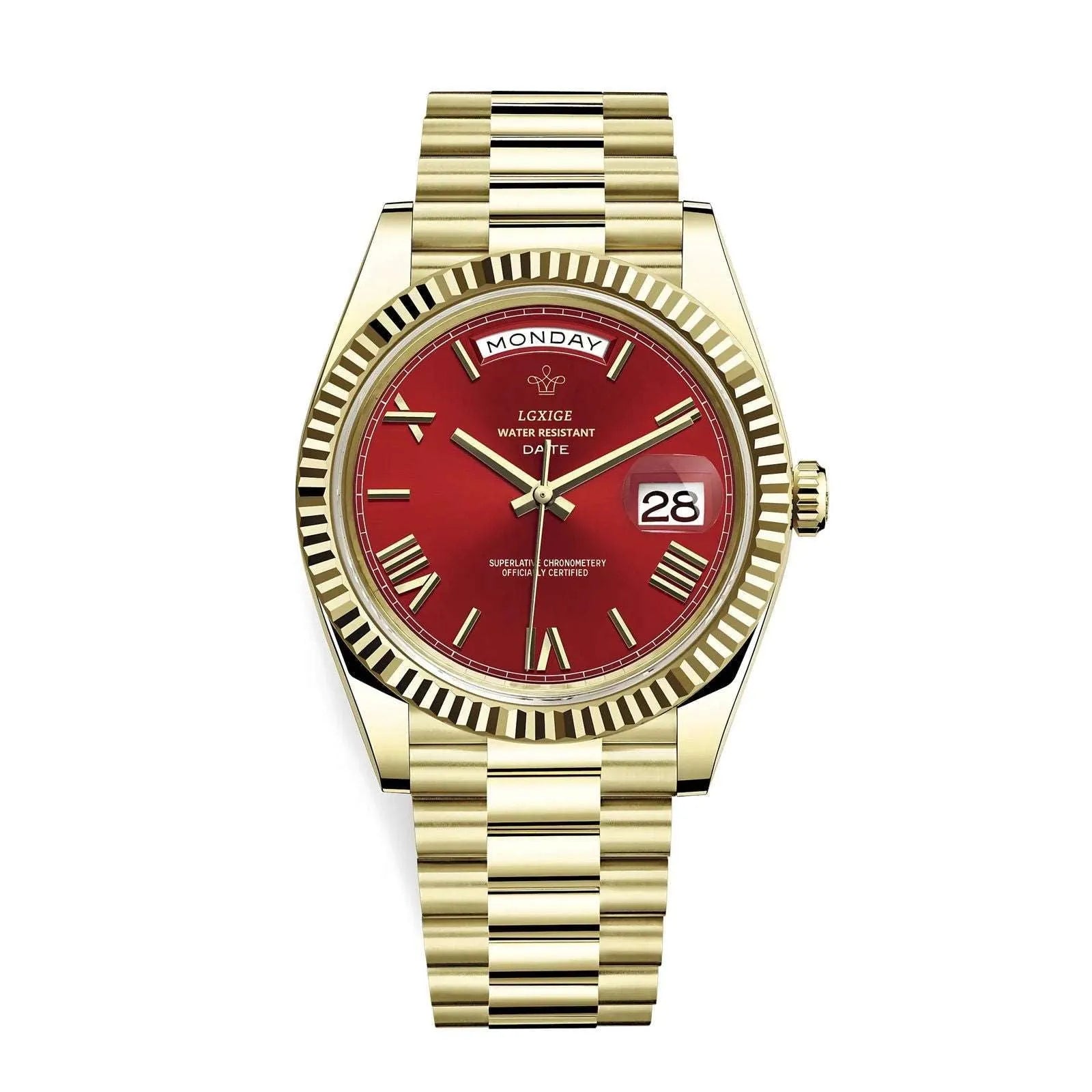 LGXIGE 40mm Quartz Classic Dress Watch – Roman Dial, Fluted Bezel-LGXIGE-Viva Timepiece