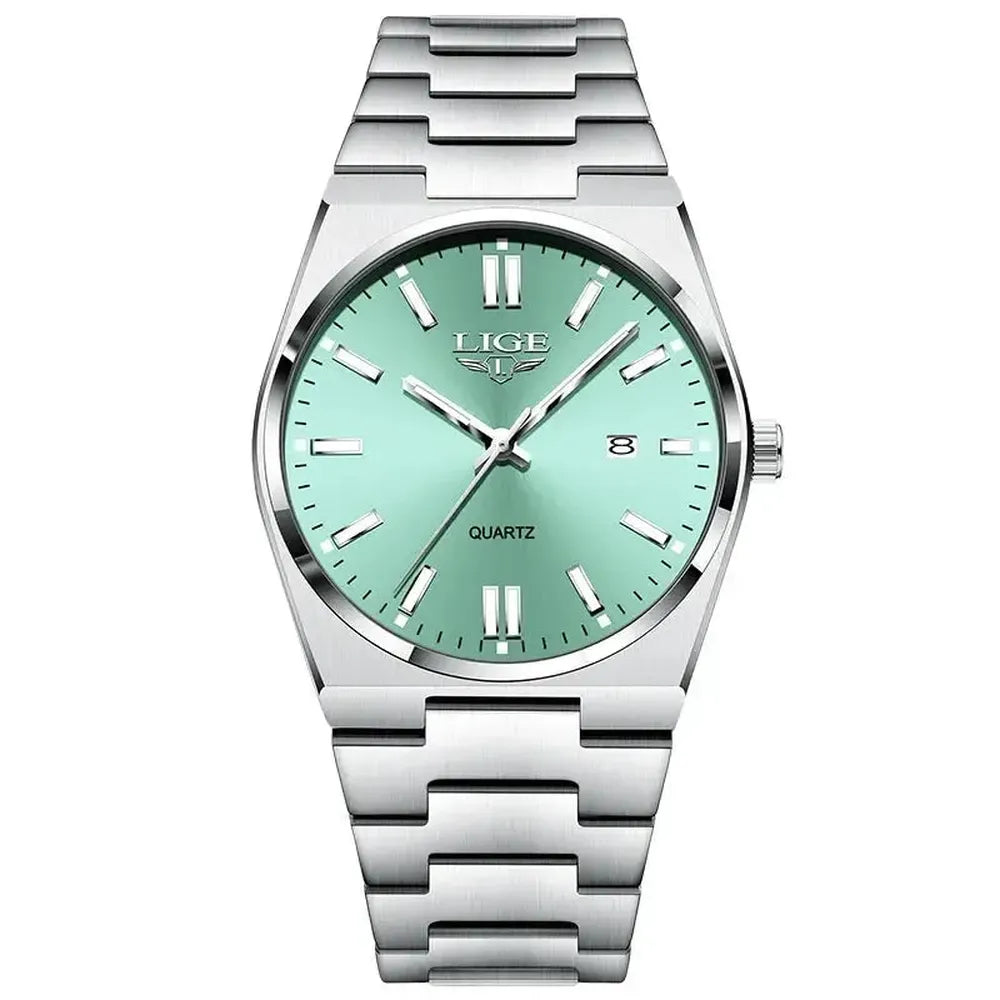 LIGE 40mm Classic Quartz Dress Watch – Stainless Steel, Date Display-LIGE-Viva Timepiece