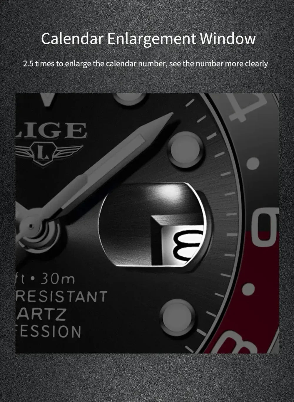 LIGE 43mm Quartz Sport Watch – Dual-Tone Decorative Bezel, Date Display-LIGE-Viva Timepiece