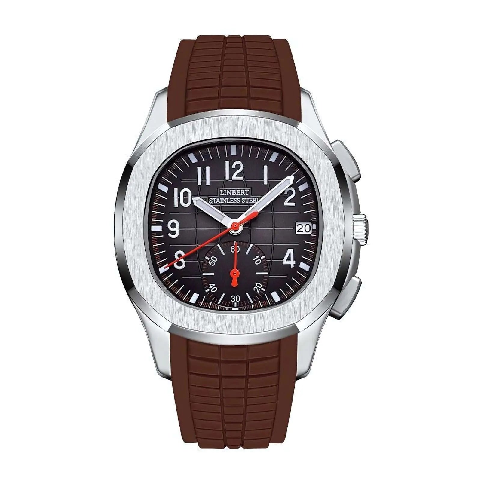 Linbert 40mm Quartz Sport Rubber Strap Watch – Sub-Dial Day Display, Sapphire Crystal