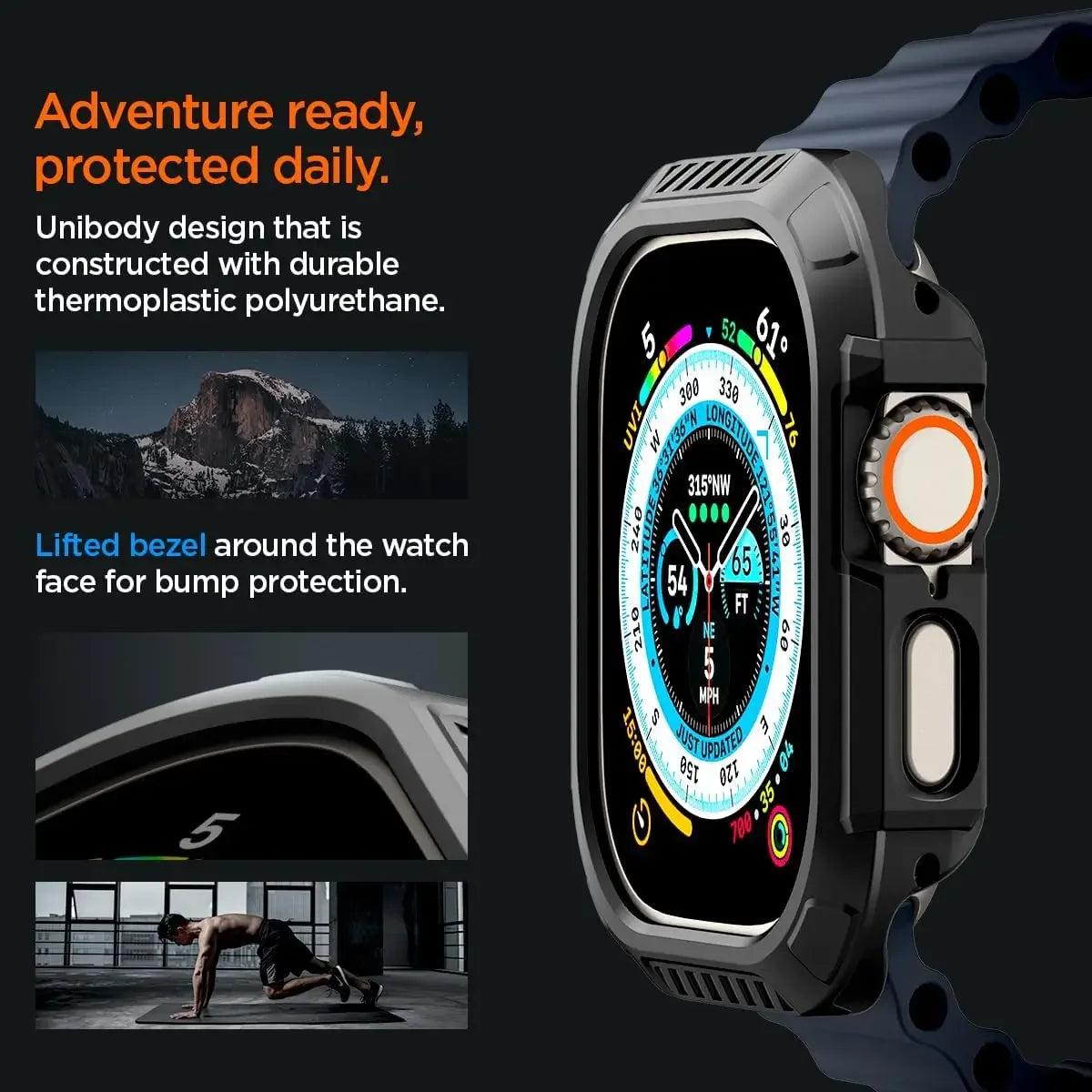 Lock-Fit Protective Case Compatible with Apple Watch – Hybrid Polymer Guard-Tivra-Viva Timepiece