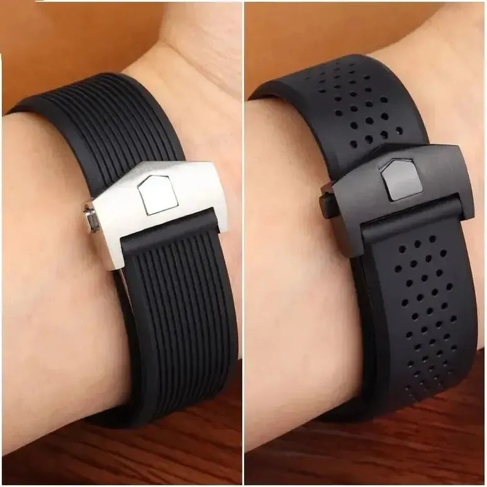 Natural Rubber Silicone Sport Watch Strap – 22mm / 24mm, Folding Clasp-VivaStraps-Viva Timepiece