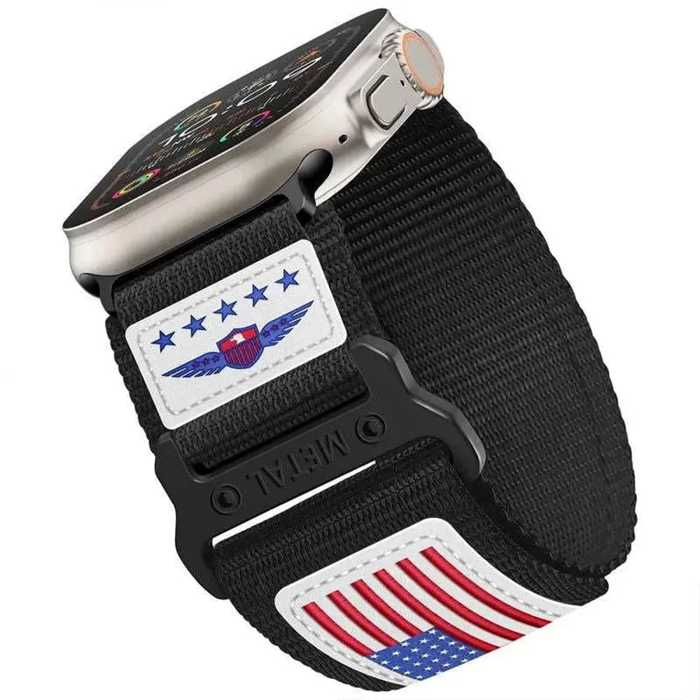Nylon Alpine Loop Strap Compatible with Apple Watch 42–49mm – USA Flag Edition-Tivra-Viva Timepiece