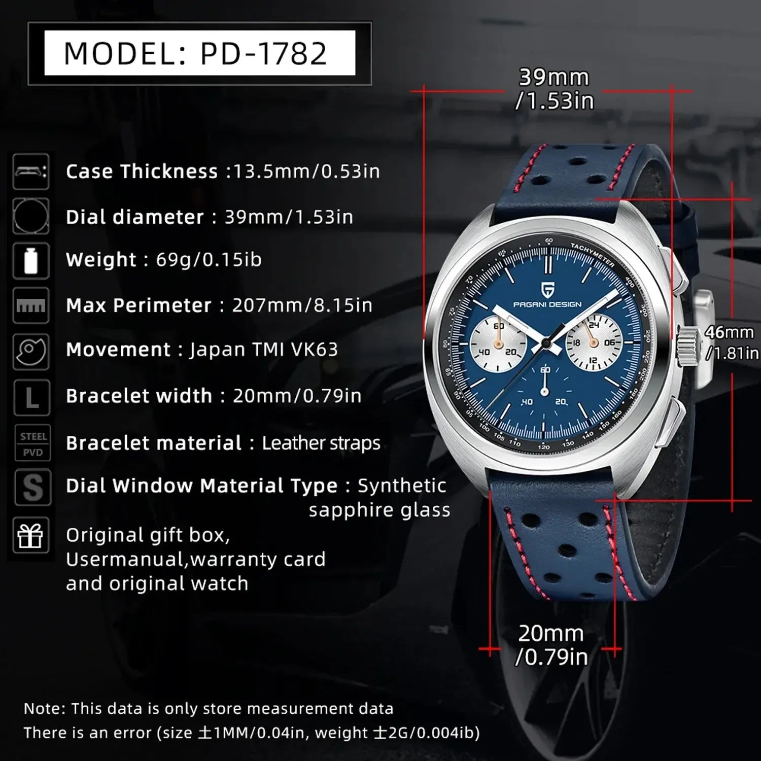 Pagani Design 39mm Quartz Retro Chronograph Sport Watch – VK63 Movement-Pagani Design-Viva Timepiece