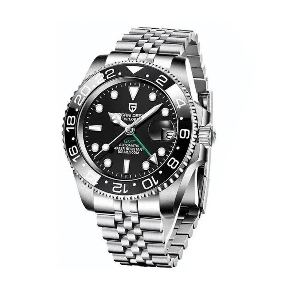 Pagani Design 40mm Automatic GMT Stainless Steel Watch – Sapphire Crystal, Ceramic 24H Bezel-Pagani Design-Viva Timepiece