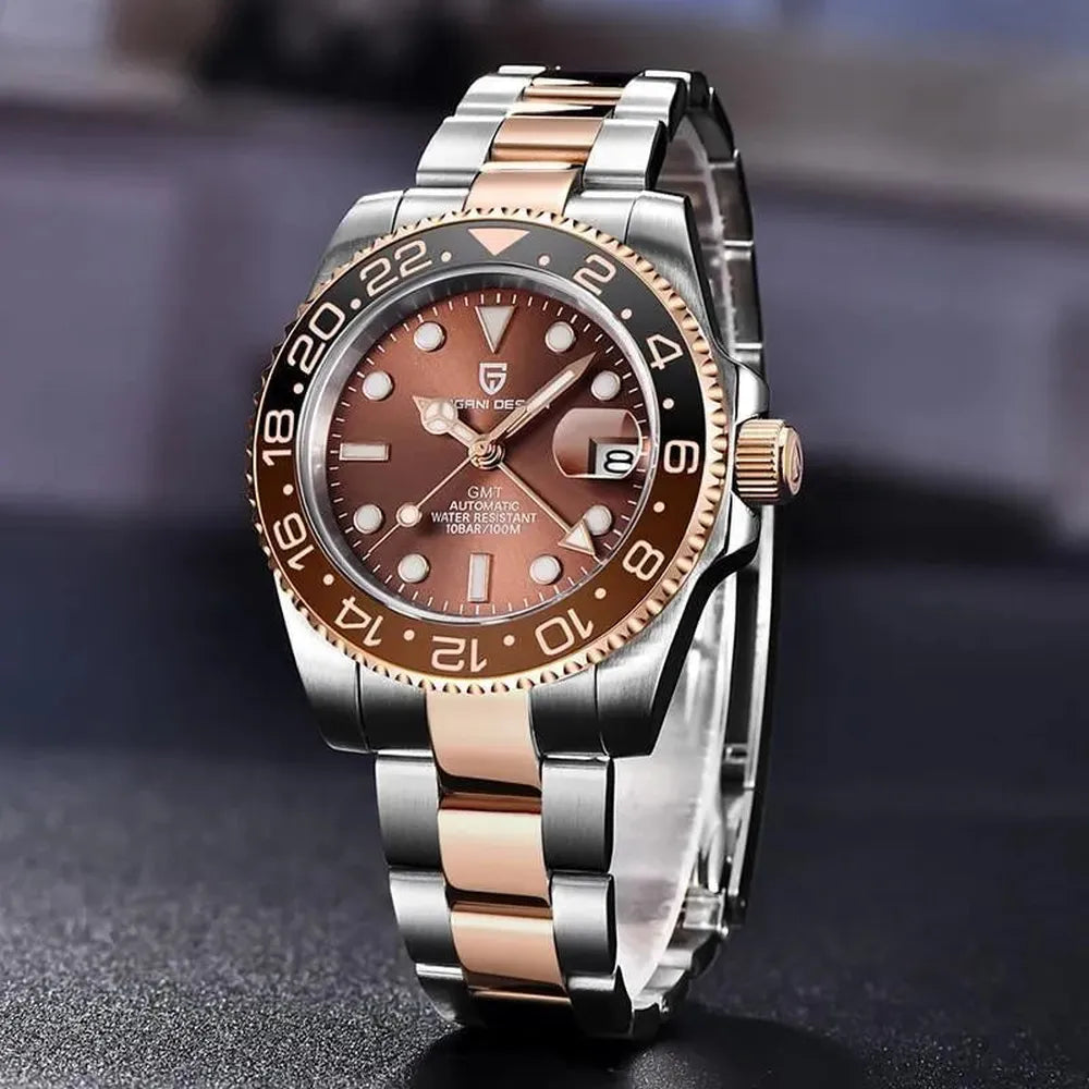 Pagani Design 40mm Automatic GMT Stainless Steel Watch – Sapphire Crystal, Ceramic 24H Bezel-Pagani Design-Viva Timepiece