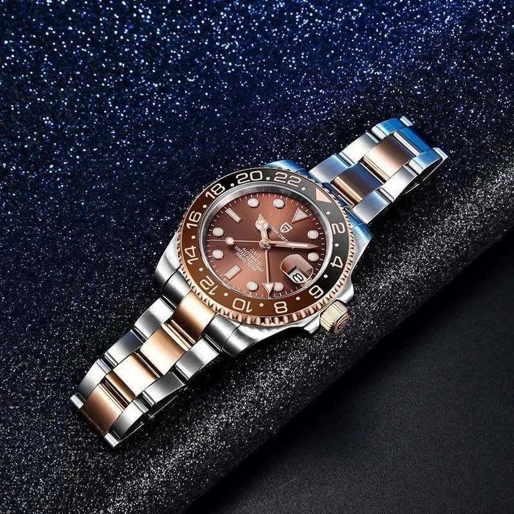 Pagani Design 40mm Automatic GMT Stainless Steel Watch – Sapphire Crystal, Ceramic 24H Bezel-Pagani Design-Viva Timepiece