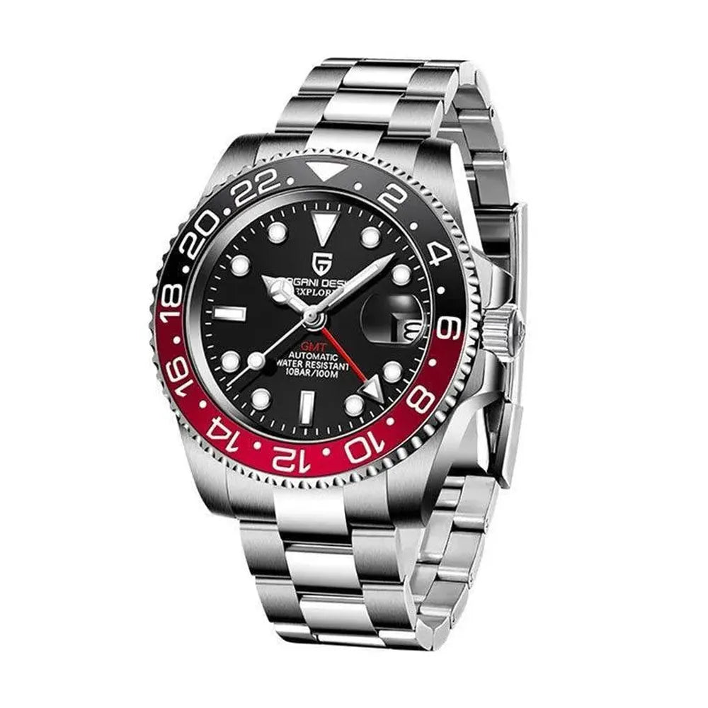 Pagani Design 40mm Automatic GMT Stainless Steel Watch – Sapphire Crystal, Ceramic 24H Bezel-Pagani Design-Viva Timepiece