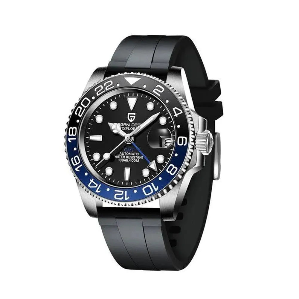 Pagani Design 40mm Automatic GMT Stainless Steel Watch – Sapphire Crystal, Ceramic 24H Bezel-Pagani Design-Viva Timepiece