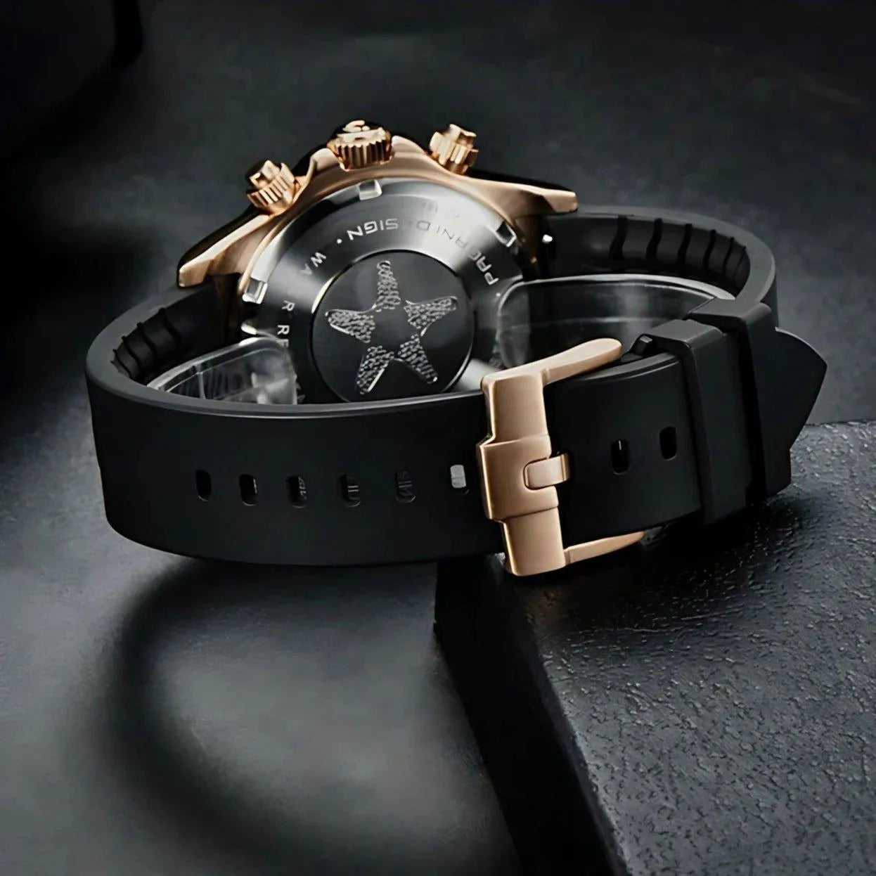 Pagani Design 40mm Rose Gold Chronograph Watch – Sapphire Crystal, Ceramic Bezel, VK63 Movement-Pagani Design-Viva Timepiece