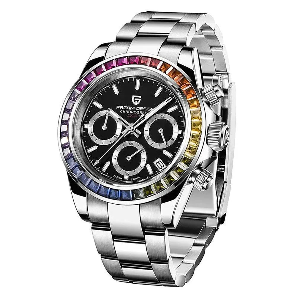 Pagani Design Rainbow Bezel 40mm Chronograph – Sapphire, VK63-Pagani Design-Viva Timepiece
