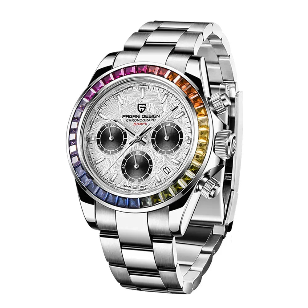 Pagani Design Rainbow Bezel 40mm Chronograph – Sapphire, VK63-Pagani Design-Viva Timepiece