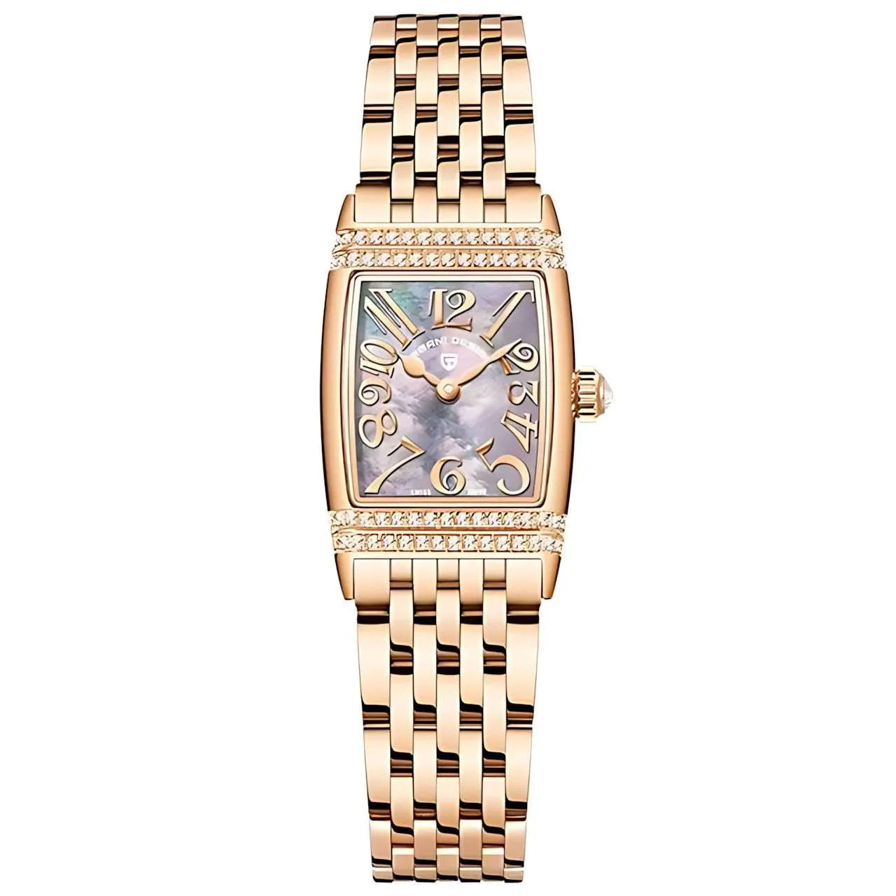 Pagani Design Women’s 22mm Rectangular Quartz Watch – Zirconia Accents, Sapphire Glass-Pagani Design-Viva Timepiece