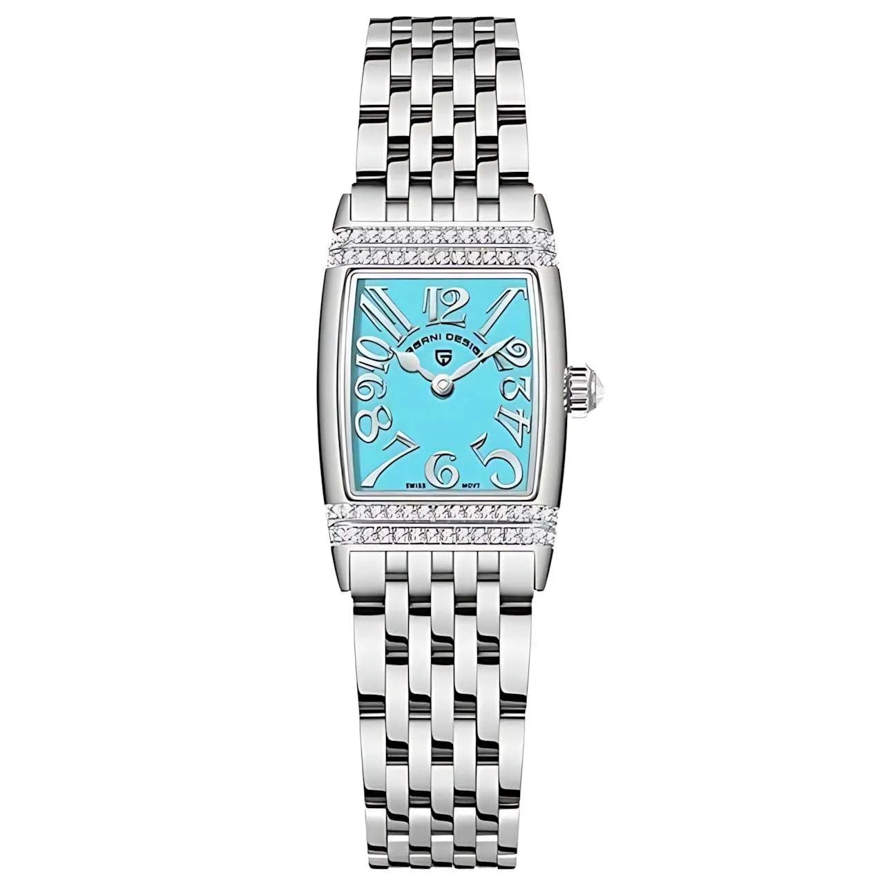 Pagani Design Women’s 22mm Rectangular Quartz Watch – Zirconia Accents, Sapphire Glass-Pagani Design-Viva Timepiece