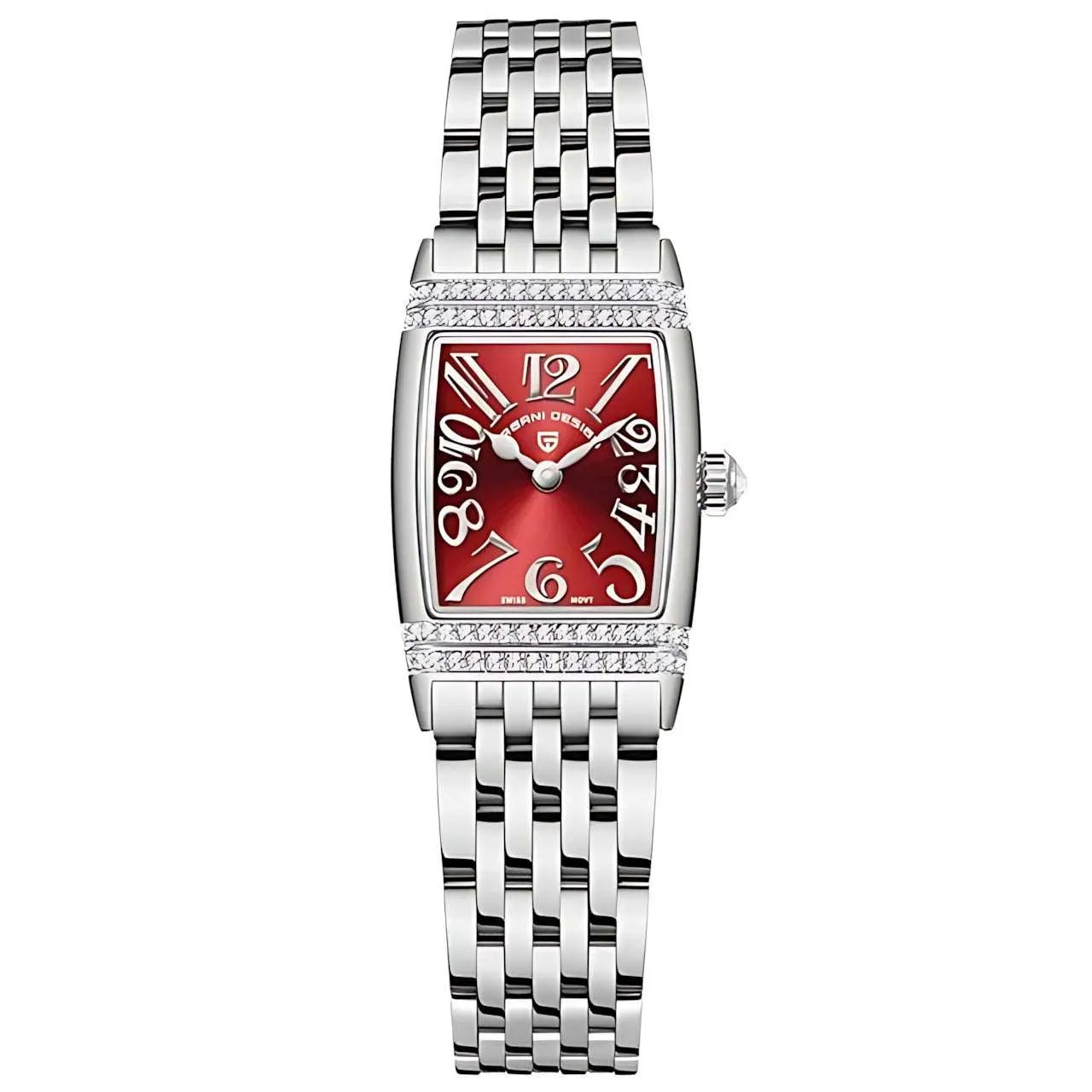 Pagani Design Women’s 22mm Rectangular Quartz Watch – Zirconia Accents, Sapphire Glass-Pagani Design-Viva Timepiece