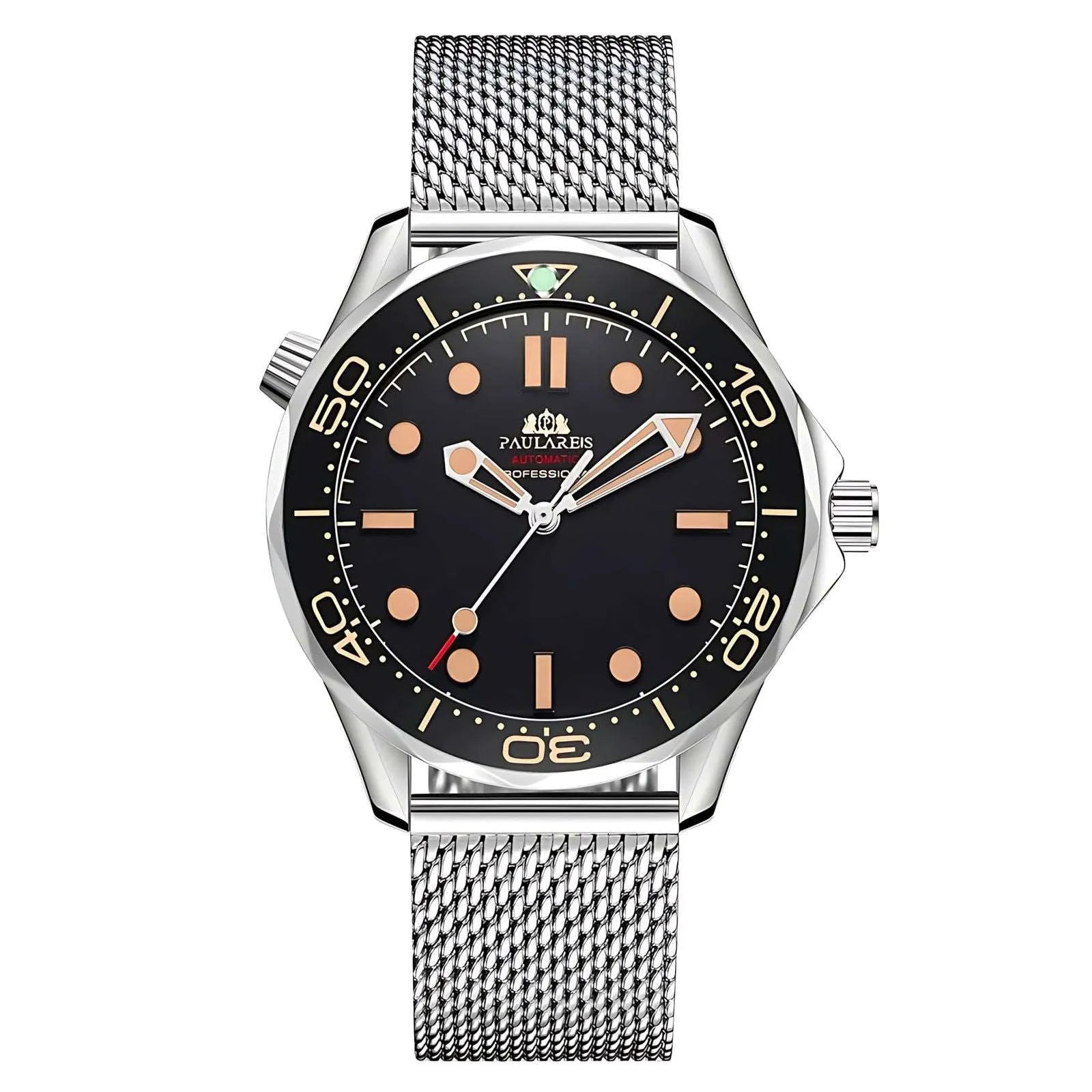 Paulareis 42mm Automatic Classic Diver Watch – Hardlex Crystal, Stainless Steel Bracelet-Paulareis-Viva Timepiece