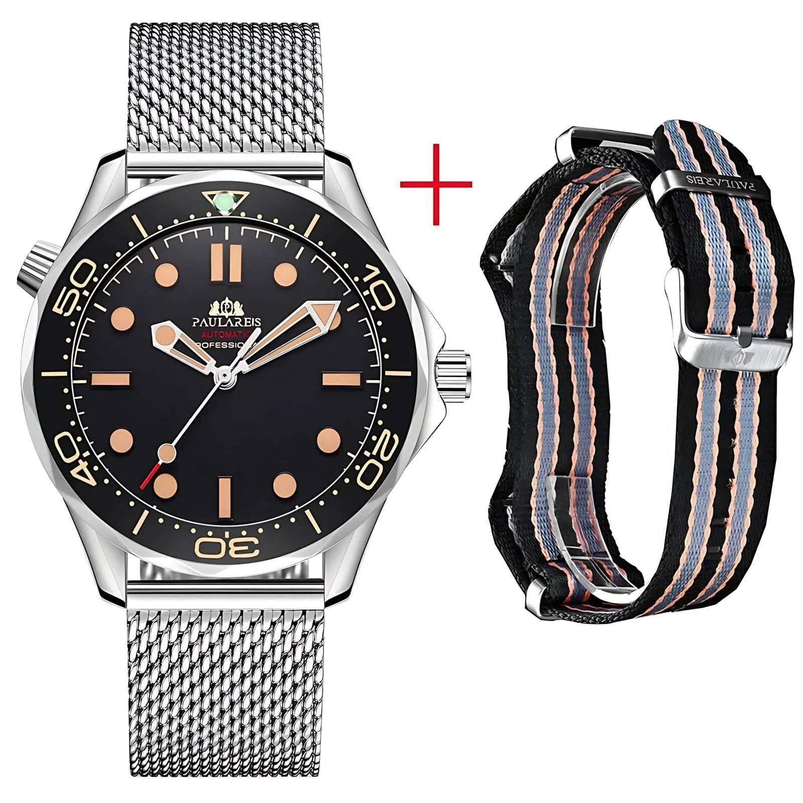 Paulareis 42mm Automatic Classic Diver Watch – Hardlex Crystal, Stainless Steel Bracelet-Paulareis-Viva Timepiece