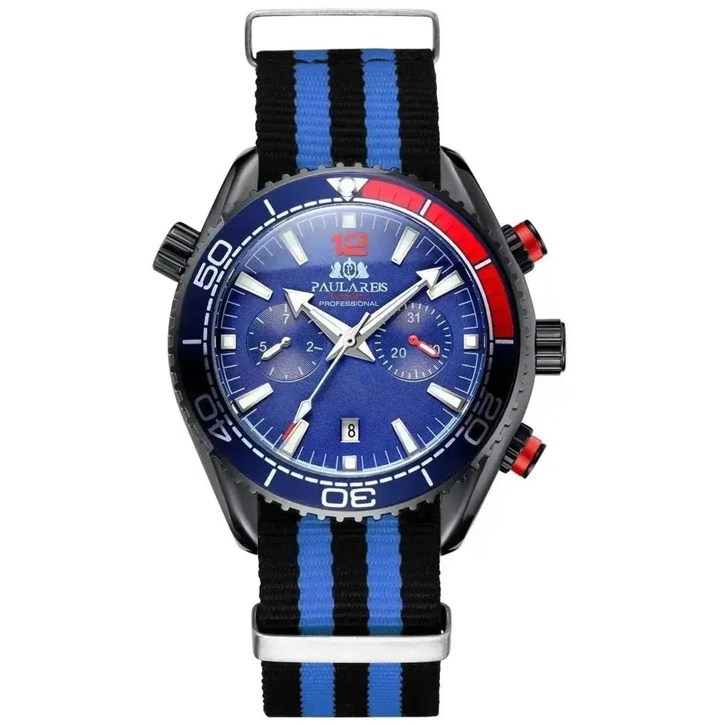Paulareis 43mm Automatic Diver Watch – Dual-Tone Bezel, Full Calendar-Paulareis-Viva Timepiece