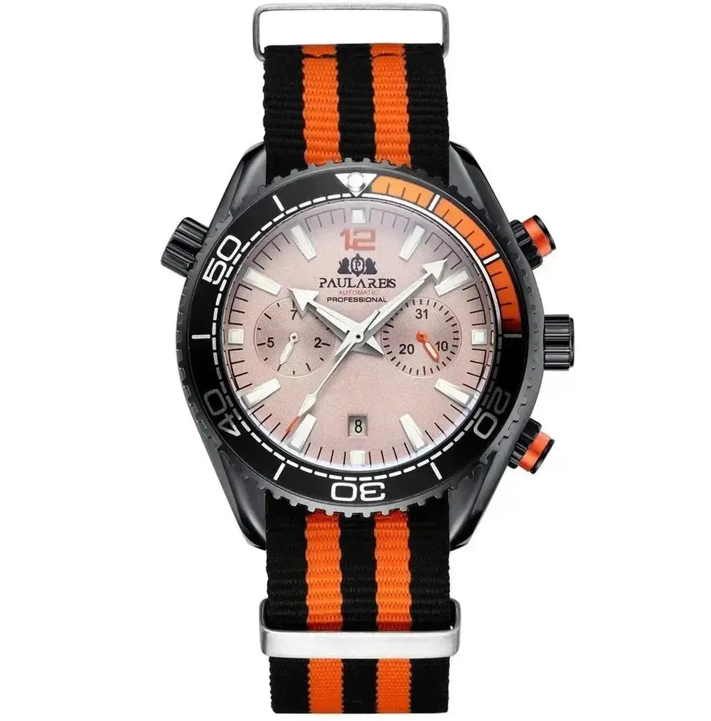 Paulareis 43mm Automatic Diver Watch – Dual-Tone Bezel, Full Calendar-Paulareis-Viva Timepiece