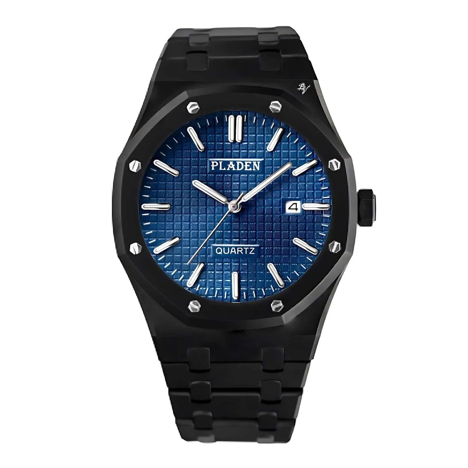 Pladen 43mm Quartz Integrated Stainless Steel Watch – Hardlex Crystal, Calendar Display-Pladen-Viva Timepiece