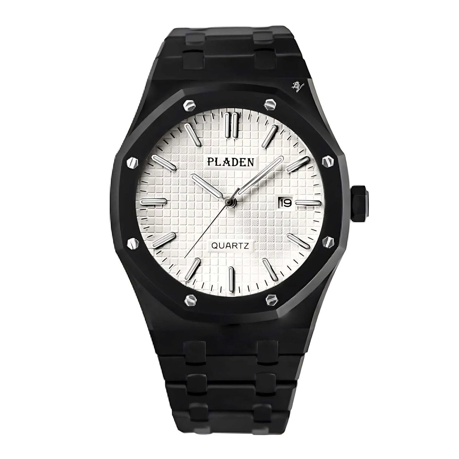 Pladen 43mm Quartz Integrated Stainless Steel Watch – Hardlex Crystal, Calendar Display-Pladen-Viva Timepiece