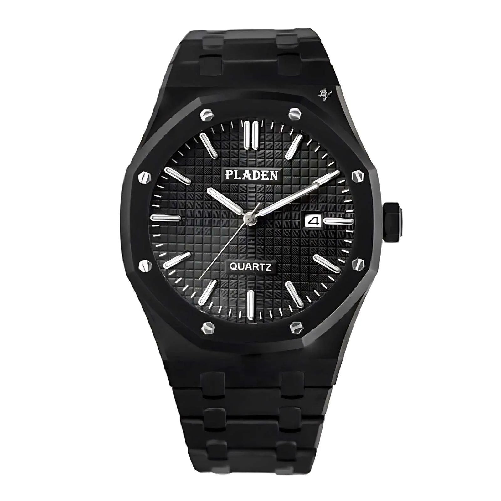 Pladen 43mm Quartz Integrated Stainless Steel Watch – Hardlex Crystal, Calendar Display-Pladen-Viva Timepiece