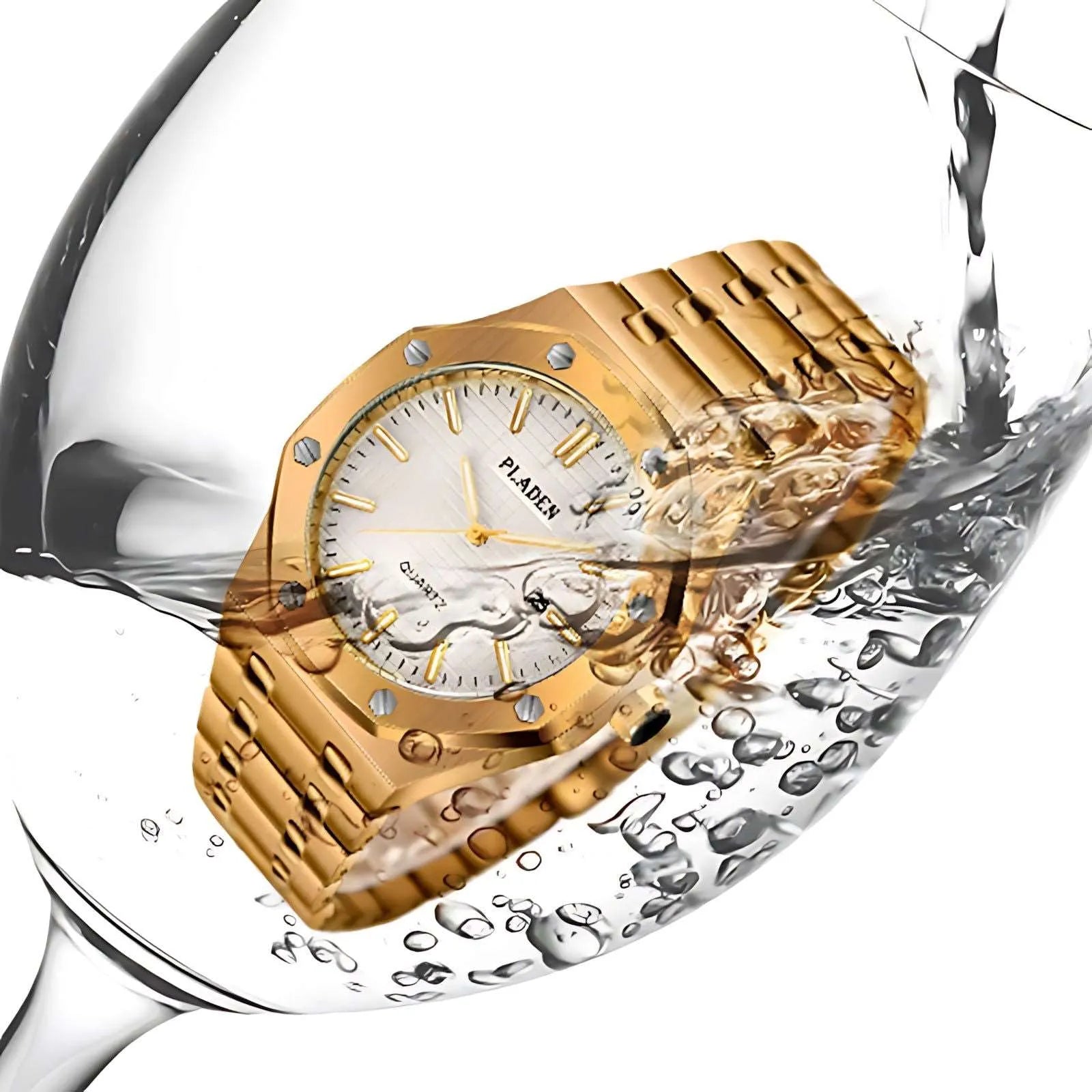 Pladen 43mm Quartz Integrated Stainless Steel Watch – Hardlex Crystal, Calendar Display-Pladen-Viva Timepiece