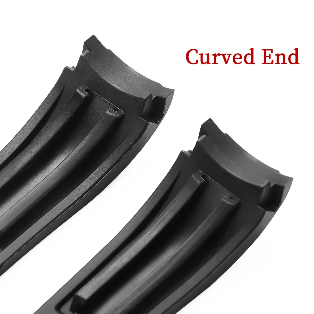 Curved-End Rubber Watch Strap 20mm / 21mm / 22mm Waterproof Sports Silicone Band Compatible with 9×16mm Clasp-VivaStraps-Viva Timepiece
