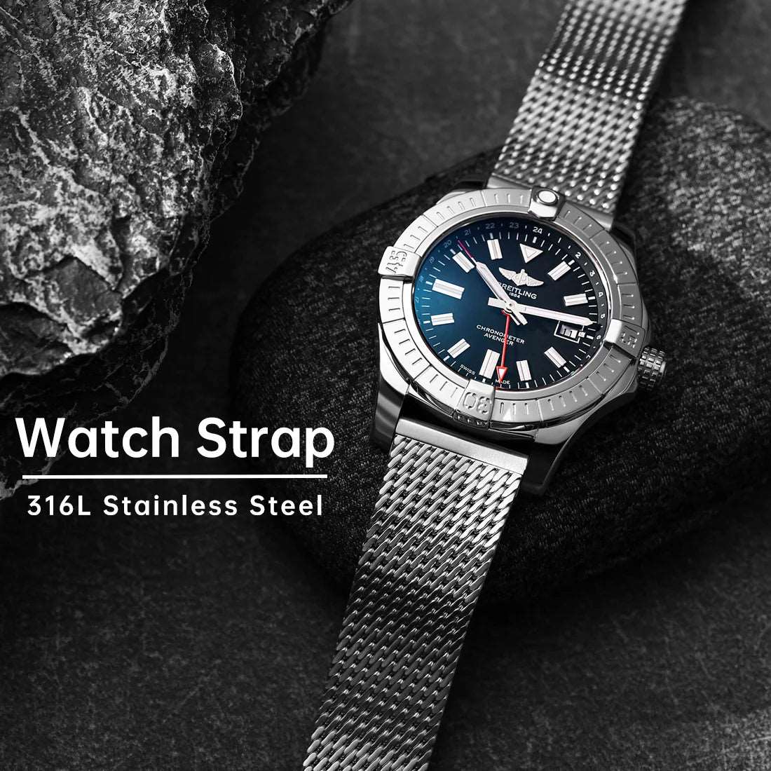 Premium 316L Stainless Steel Milanese Mesh Watch Strap – Fold-Over Clasp (19mm–24mm)-VivaStraps-Viva Timepiece