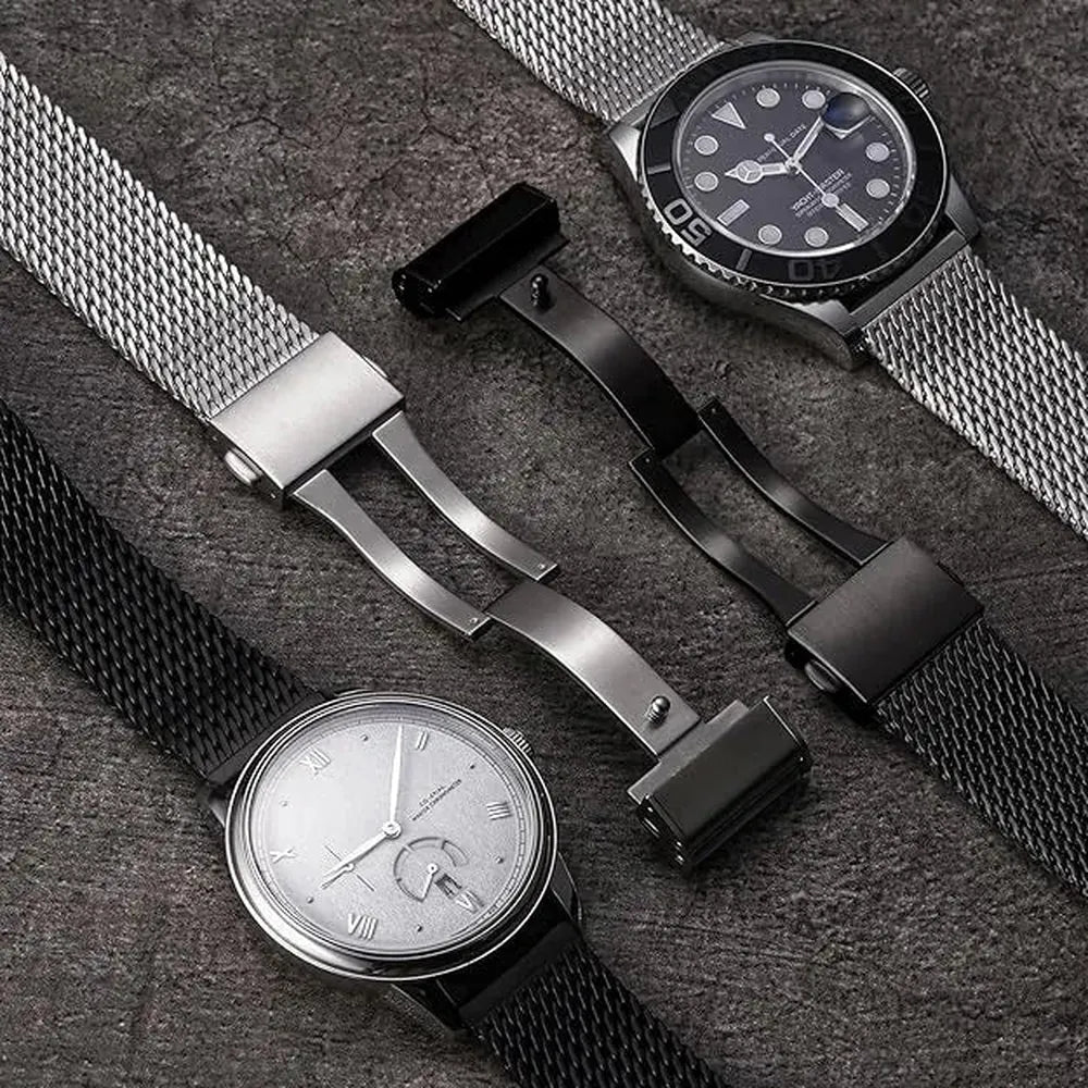 Premium 316L Stainless Steel Milanese Mesh Watch Strap – Fold-Over Clasp (19mm–24mm)-VivaStraps-Viva Timepiece