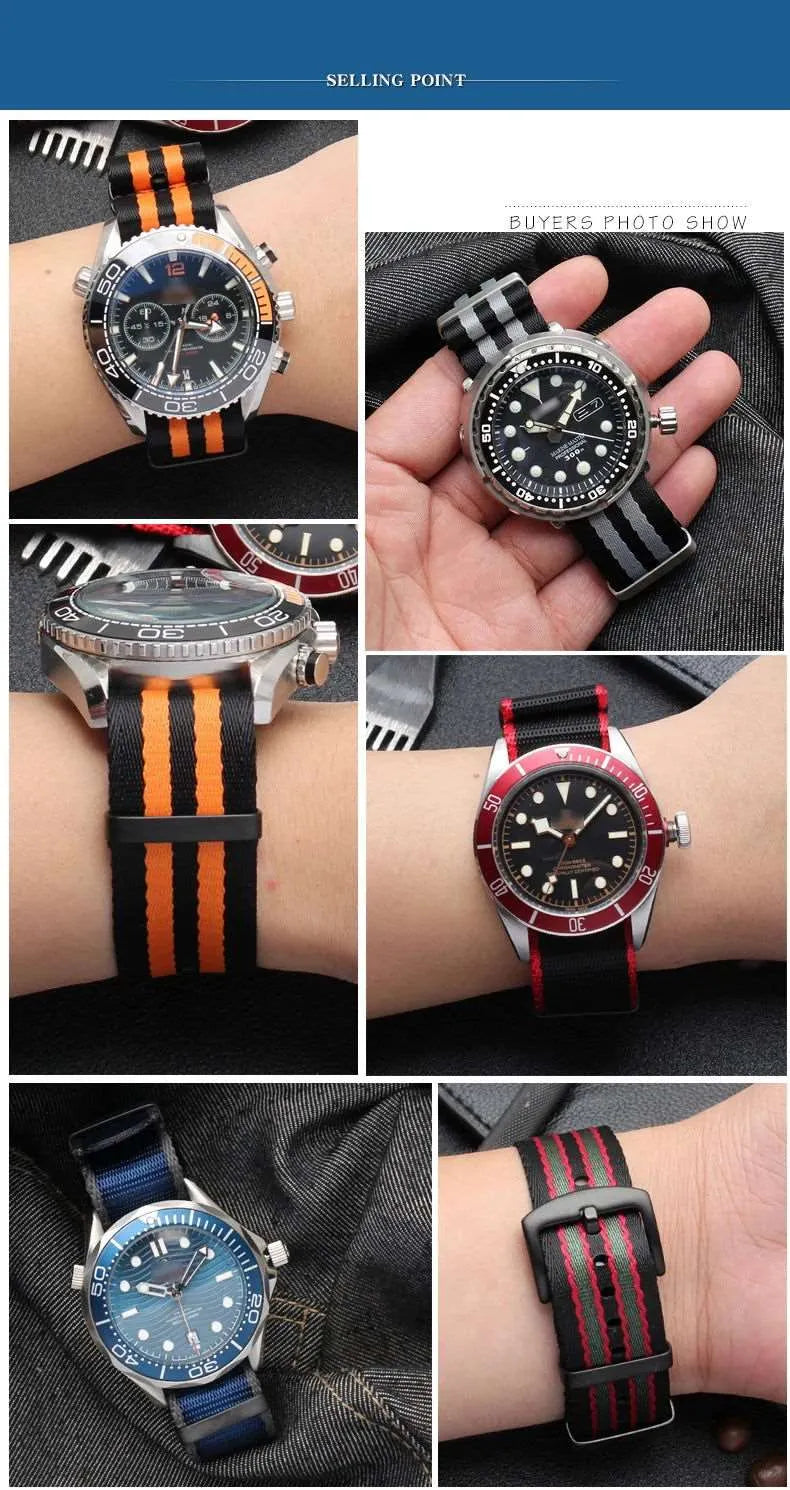 Premium Soft Nylon Universal Watch Strap – 20mm / 22mm, Stainless Steel Buckle-VivaStraps-Viva Timepiece