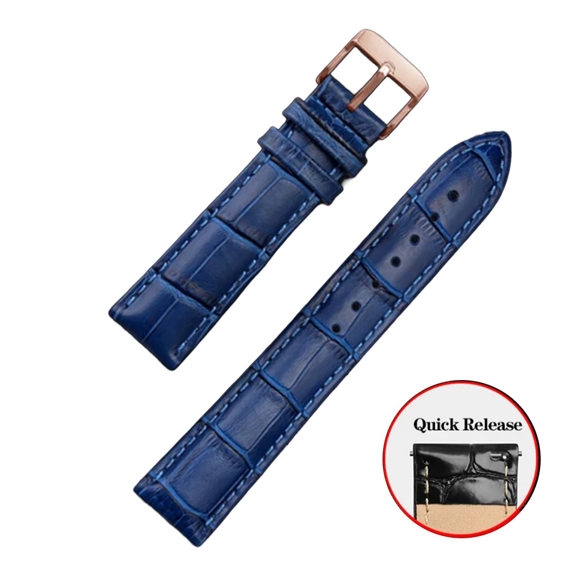 Genuine Leather Watch Strap – Quick Release Pin Buckle