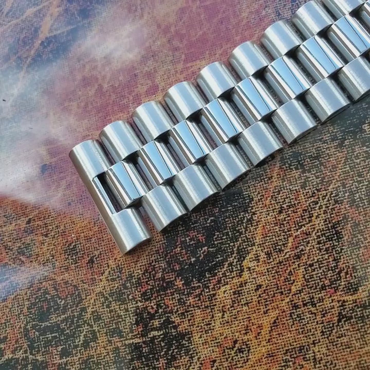 Oyster 3-Link Stainless Steel Watch Strap – 316L Solid Bracelet (16–22mm)-VivaStraps-Viva Timepiece