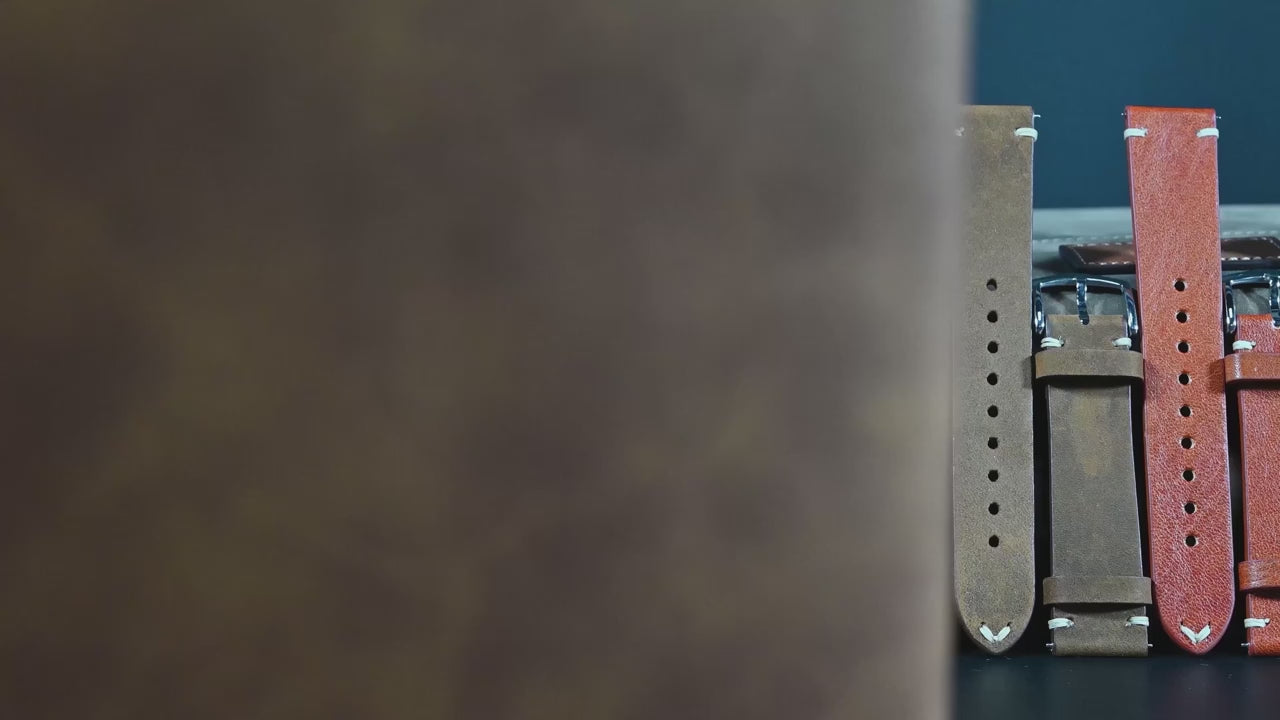 Crazy Horse Leather Watch Strap Compatible with 18mm–24mm Watches