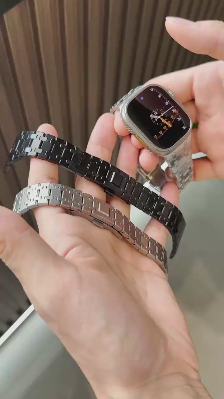 Integrated Stainless Steel Watch Band Compatible with Apple Watch – Butterfly Clasp-ModuLoop-Viva Timepiece