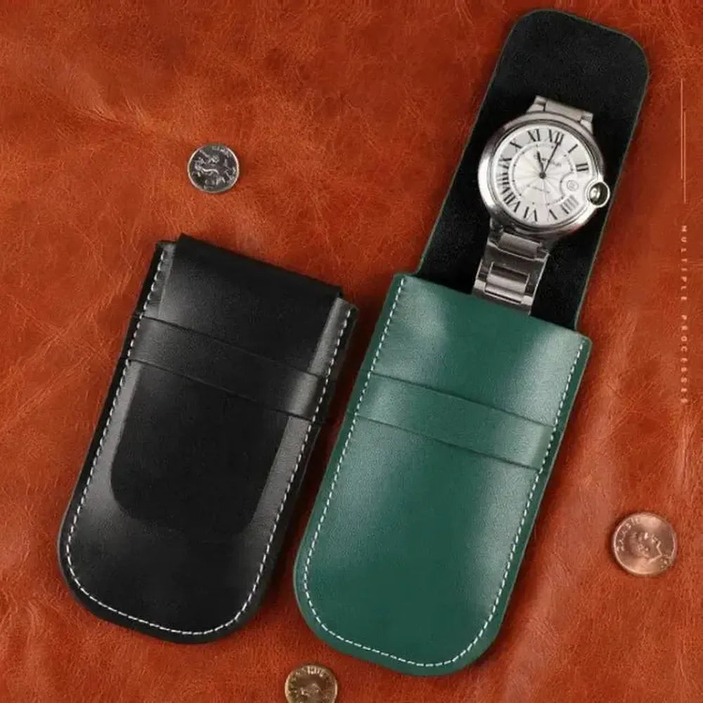 PU Leather Travel Watch Pouch – Loose-Edge Stitching Design, Single Slot-VivaPort-Viva Timepiece