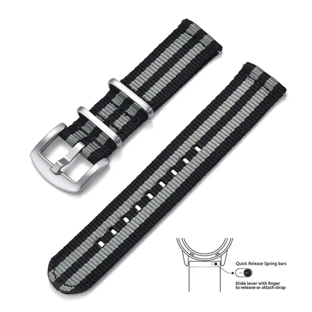 Quick Release Two-Piece Nylon Replacement Watch Strap (18mm–22mm)-VivaStraps-Viva Timepiece
