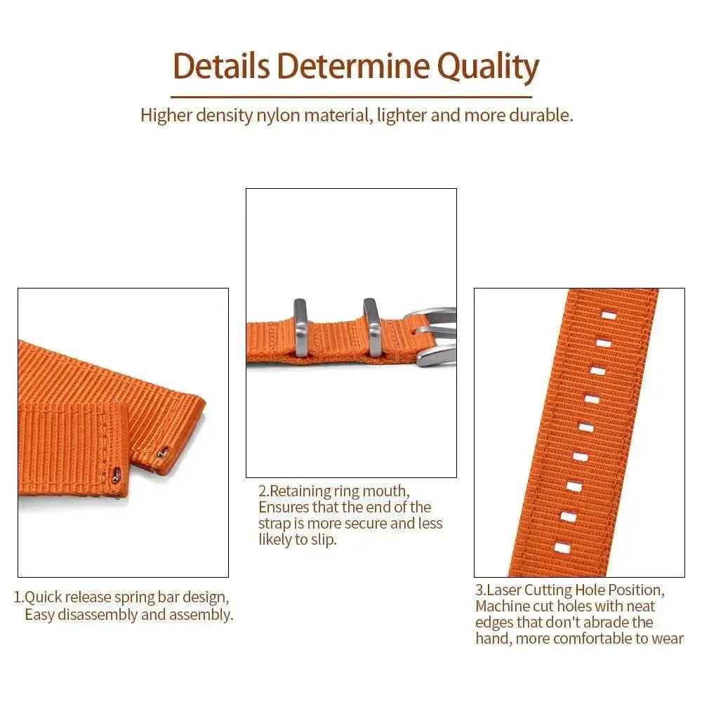 Quick Release Two-Piece Nylon Replacement Watch Strap (18mm–22mm)-VivaStraps-Viva Timepiece