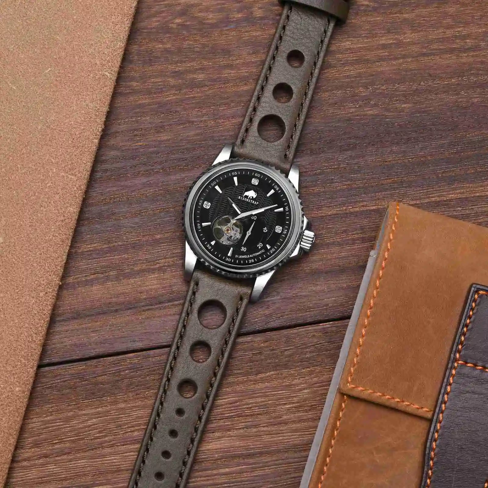 Rally Leather Watch Strap – Vintage Racing Style-Straptique-Viva Timepiece