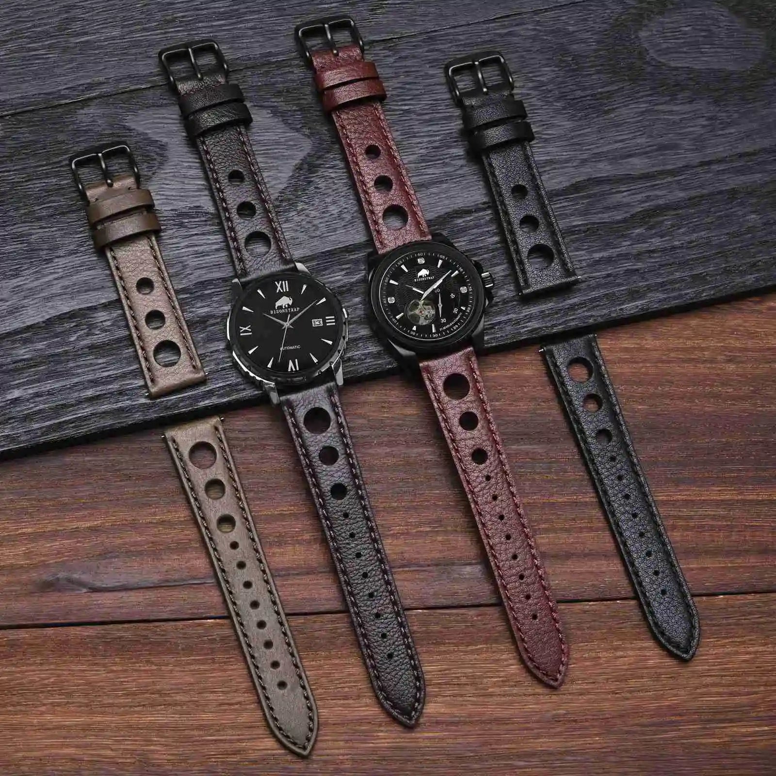 Rally Leather Watch Strap – Vintage Racing Style-Straptique-Viva Timepiece