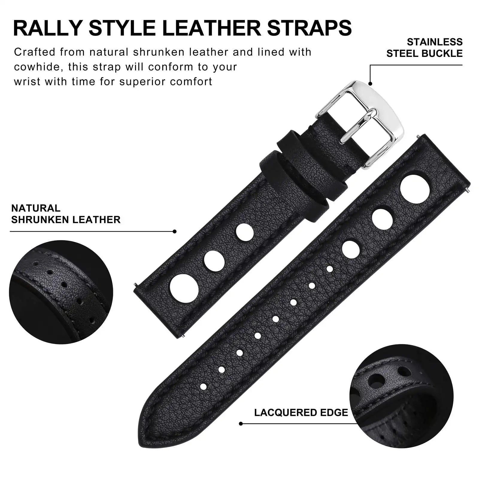 Rally Leather Watch Strap – Vintage Racing Style-Straptique-Viva Timepiece