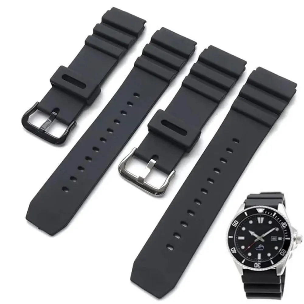 Silicone Rubber Watch Strap 22mm – Compatible with Casio Duro MDV106 / MDV107-VivaStraps-Viva Timepiece
