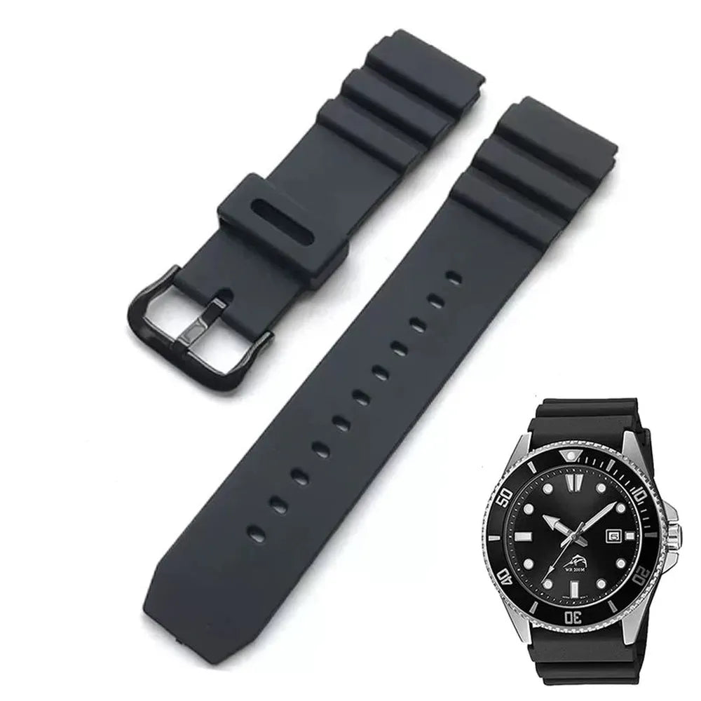 Silicone Rubber Watch Strap 22mm – Compatible with Casio Duro MDV106 / MDV107-VivaStraps-Viva Timepiece