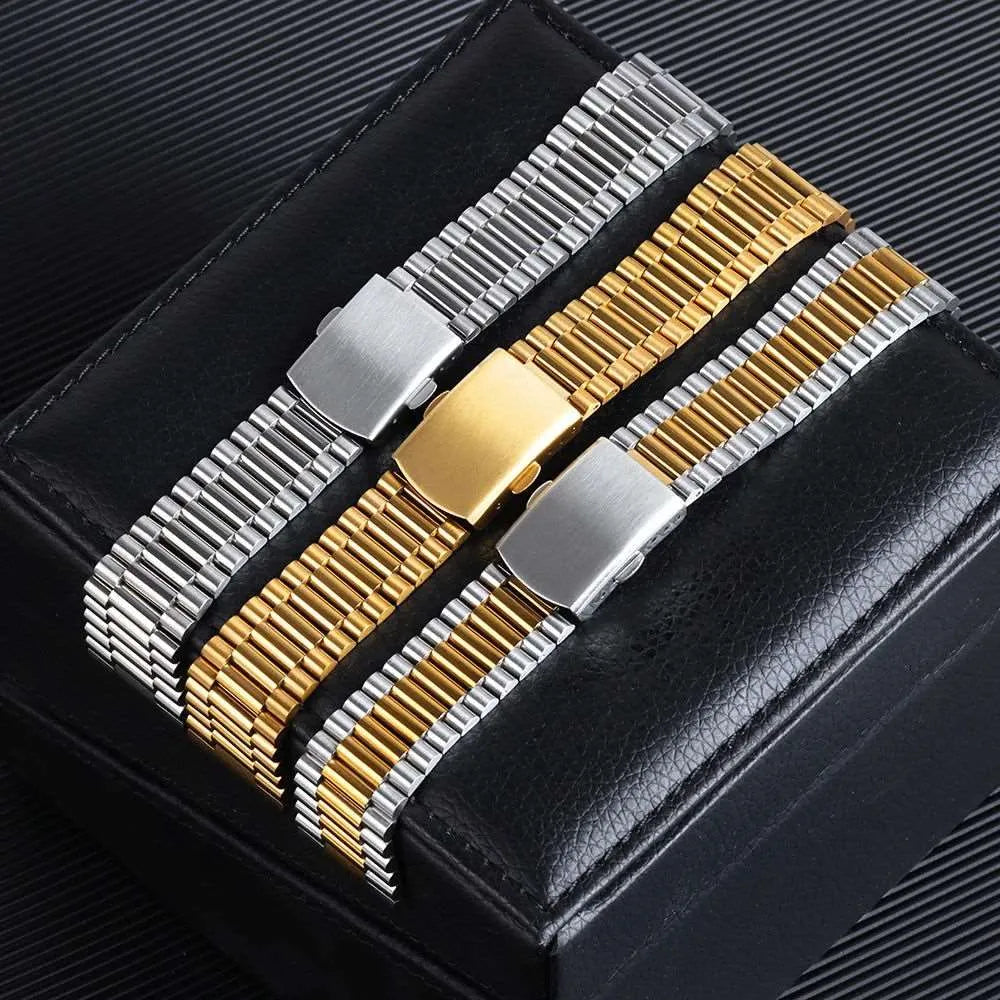 Slim Stainless Steel 3-Link Watch Band – 10mm / 12mm / 14mm / 16mm-VivaStraps-Viva Timepiece