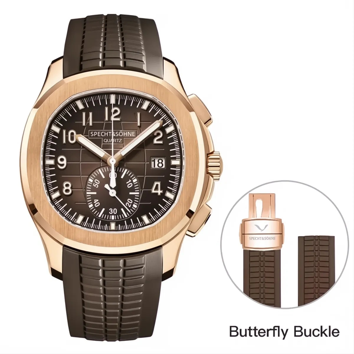 Specht & Söhne Octa Sport Chronograph Watch – Rubber Strap 40mm-Specht & Söhne-Viva Timepiece