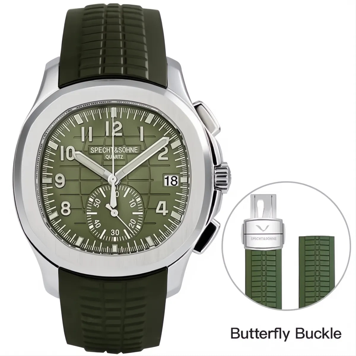 Specht & Söhne Octa Sport Chronograph Watch – Rubber Strap 40mm-Specht & Söhne-Viva Timepiece