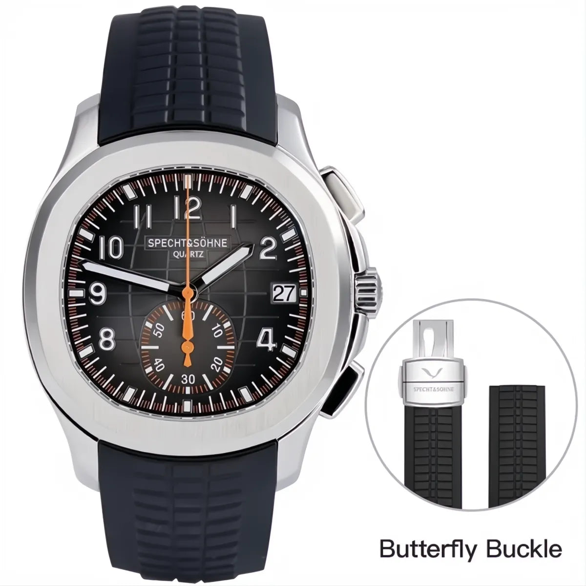 Specht & Söhne Octa Sport Chronograph Watch – Rubber Strap 40mm-Specht & Söhne-Viva Timepiece