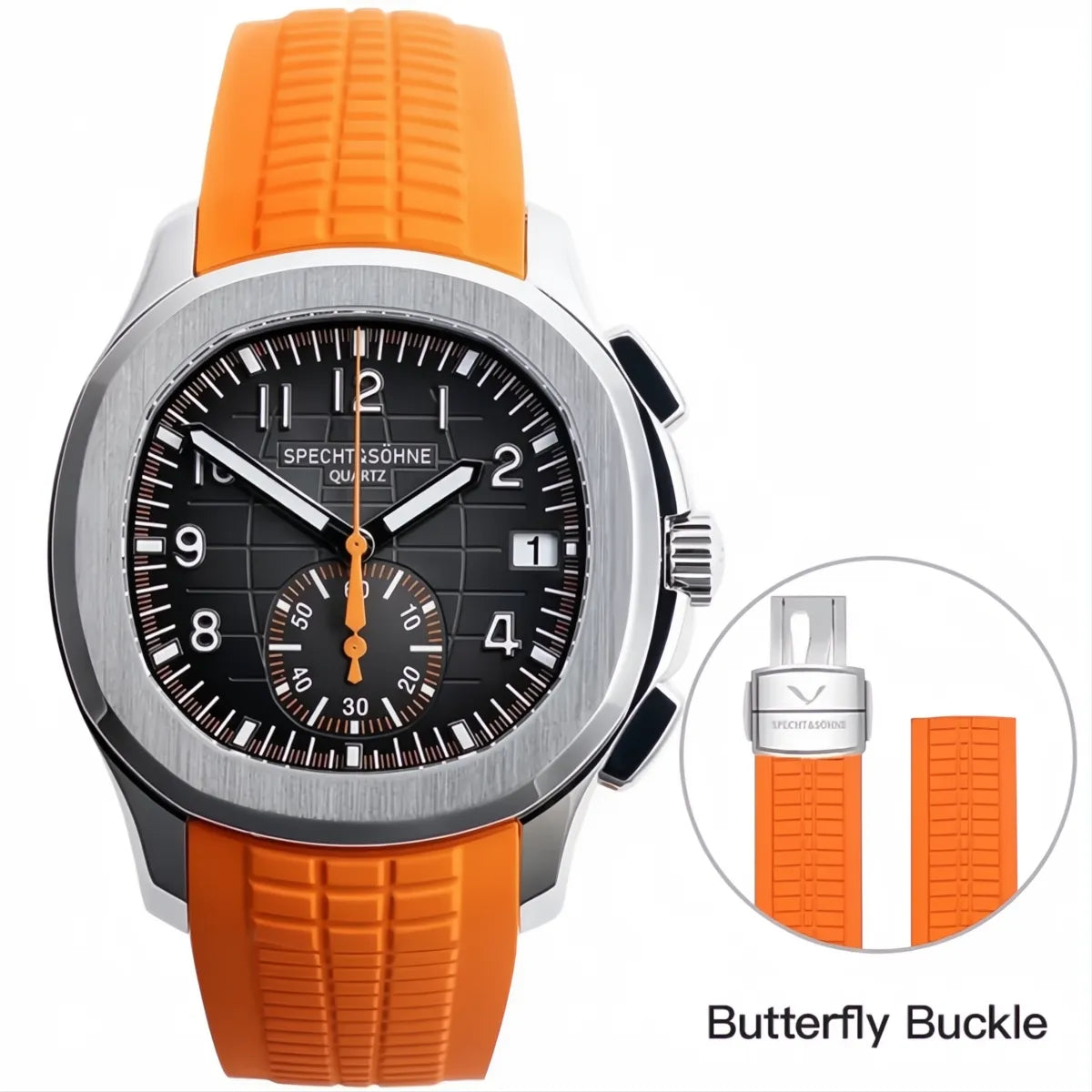 Specht & Söhne Octa Sport Chronograph Watch – Rubber Strap 40mm-Specht & Söhne-Viva Timepiece